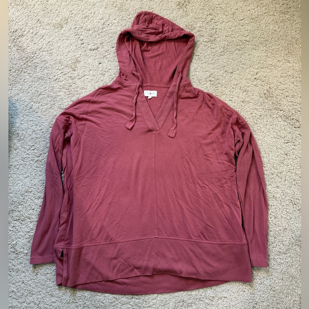 Lou & Grey Pink V-neck Hooded Sweatshirt